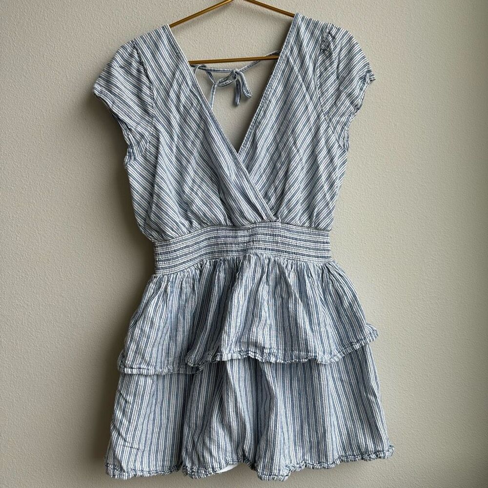 American Eagle Garden Party Ruffle Feminine Romantic Blue White Dress Size Mediu